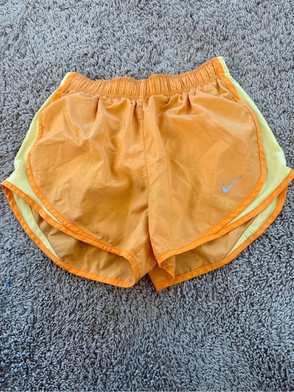 Nike Orange and Yellow Athletic Running Shorts